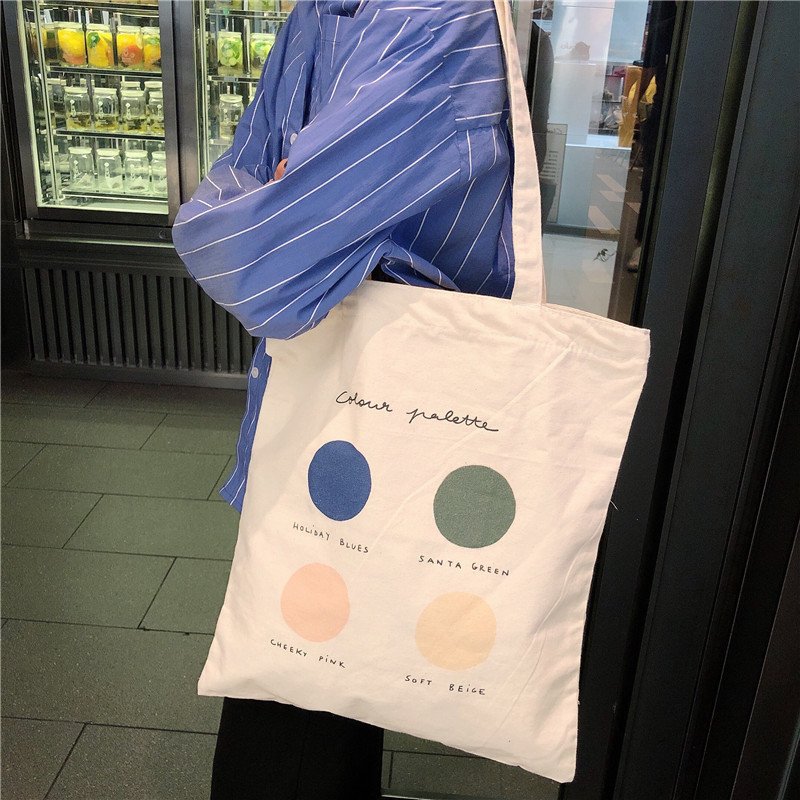 Women Canvas Tote Shopper Bags Ladies Casual Cotton Cloth Shoulder Bag Eco Reusable Shopping Bag Fashion Cute Girl Beach Travel - Image 3