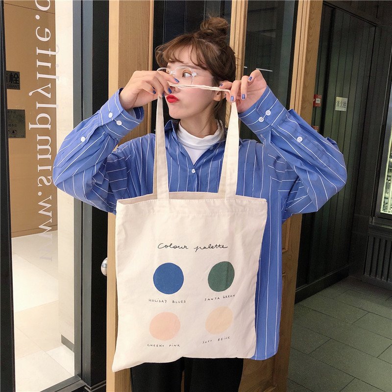 Women Canvas Tote Shopper Bags Ladies Casual Cotton Cloth Shoulder Bag Eco Reusable Shopping Bag Fashion Cute Girl Beach Travel - Image 5