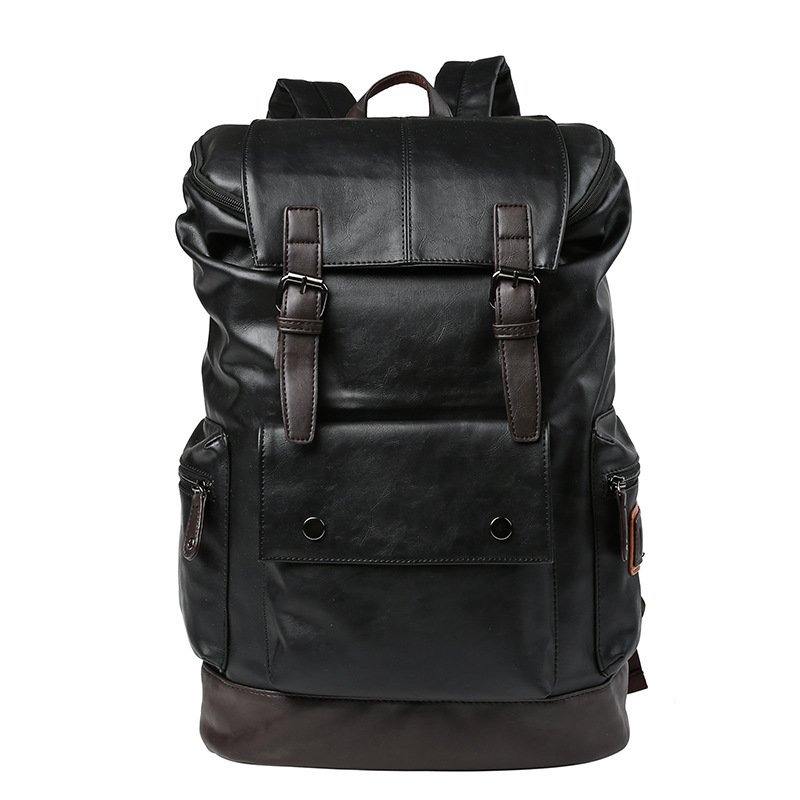 Men's Leather High Quality Backpack Youth Travel School Laptop Bags - Image 2