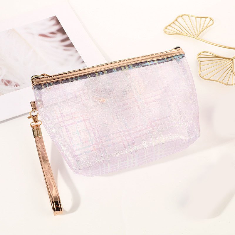 Laser Clip Mesh Hexagonal Pvc Toiletry Cosmetic Bag