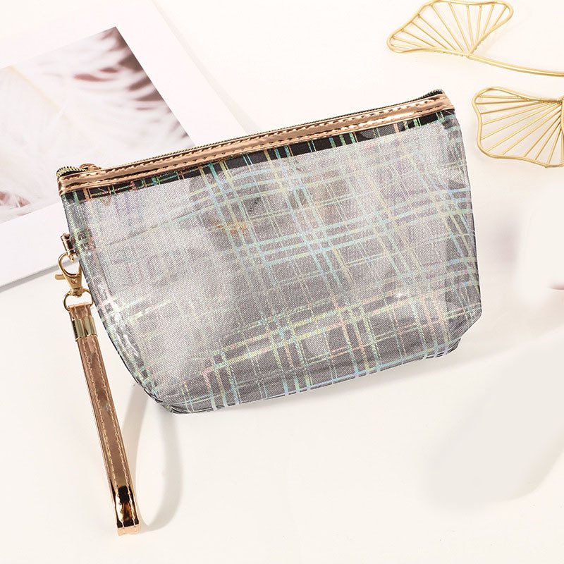 Laser Clip Mesh Hexagonal Pvc Toiletry Cosmetic Bag - Image 4