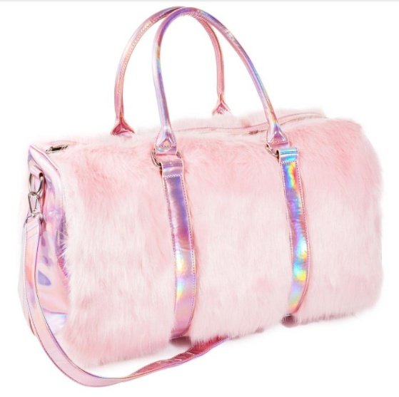 Laser Symphony Faux Fur Plush Oversized Travel Bag Luggage Bag Large Capacity Tote