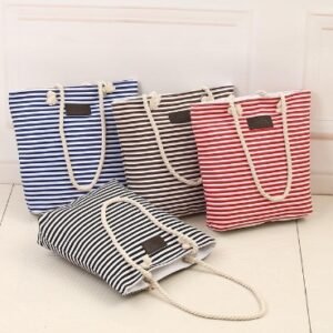 Casual Ladies Shoulder Stripe Tote Summer Beach Bag Shopping Big Girl Large Female Travel Woman Handbags Bohemian Bag