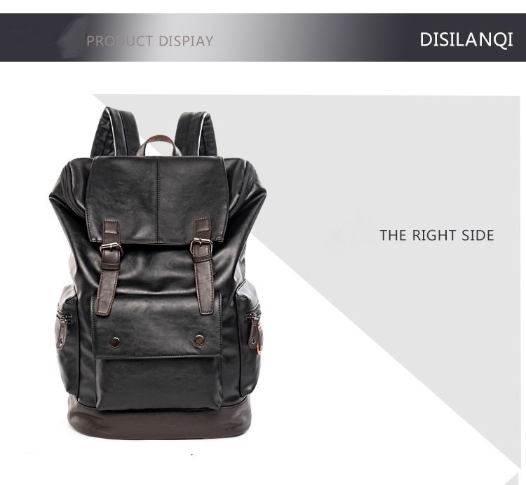 Men's Leather High Quality Backpack Youth Travel School Laptop Bags - Image 8
