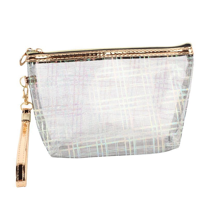 Laser Clip Mesh Hexagonal Pvc Toiletry Cosmetic Bag - Image 2