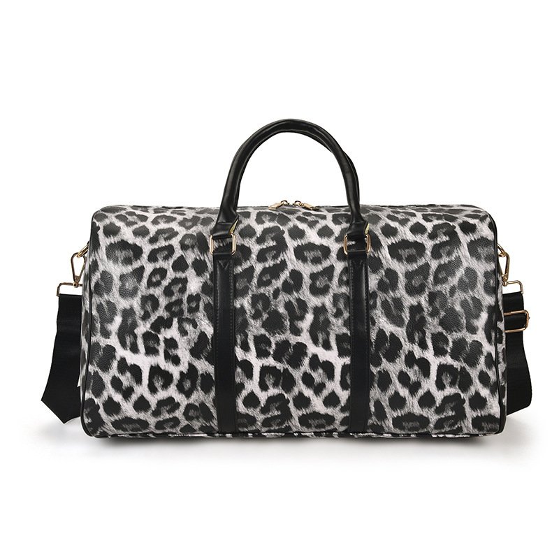 Large Capacity Leopard Print Contrast Tote Bag Shoulder Gym Bag - Image 3