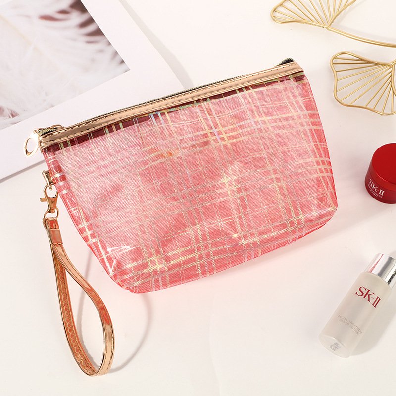 Laser Clip Mesh Hexagonal Pvc Toiletry Cosmetic Bag - Image 3